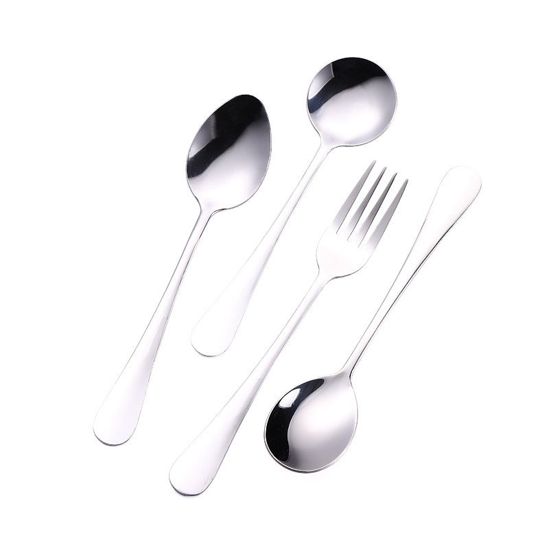 Wholesale light handle fork spoon 1010 round Spoon soup spoon laser logo canteen tableware household spoon stainless steel spoon