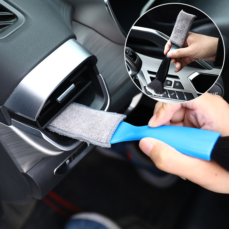 Cross-border hot-selling car interior cleaning brush air conditioner air outlet dust cleaning double-headed brush interior soft hair detail brush