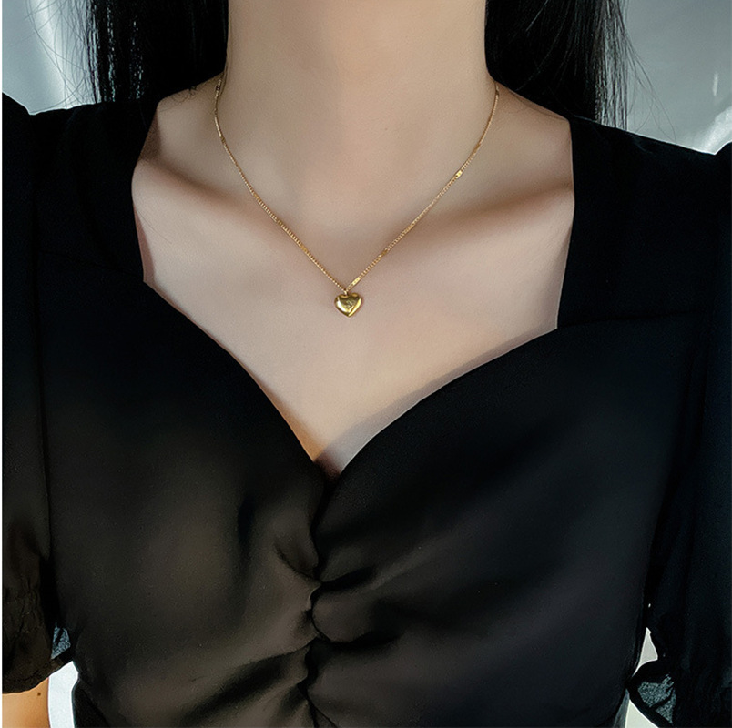 love愛心項鍊女桃心吊墜鎖骨鏈 百搭簡約氣質小眾設計感新款飾品