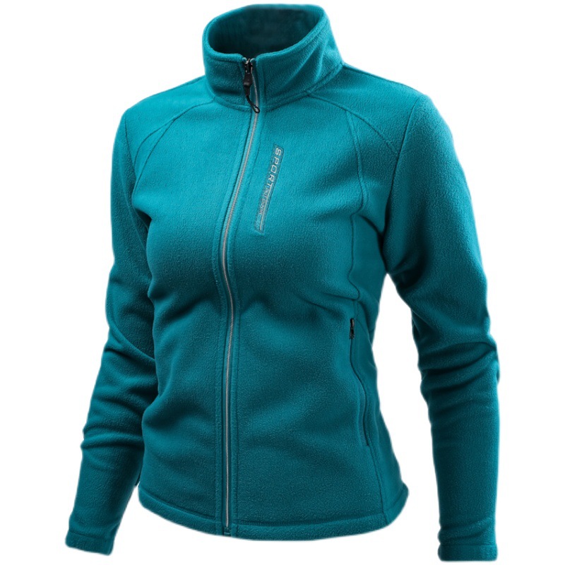 Autumn and Winter Fleece Clothes Women's Outdoor Warm Breathable Cardigan Vertical Collar Slimming Polar Fleece Coat Men's Mountaineering Sports Sweater