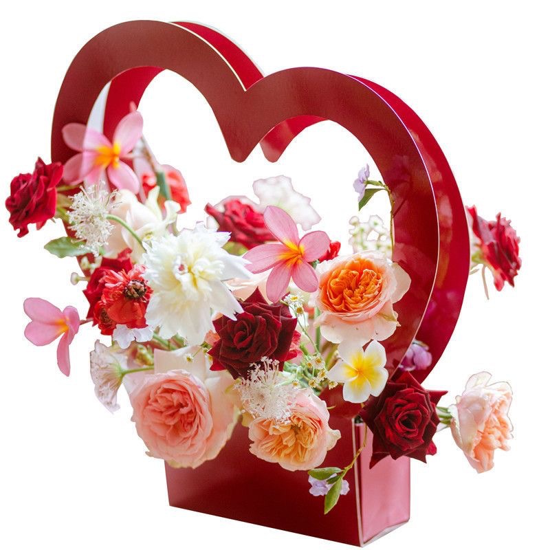 Hollow Love Flower Packaging Fashion Portable Flower Box Flower Bag Material Paper Flower Basket Valentine's Day Gift Bag