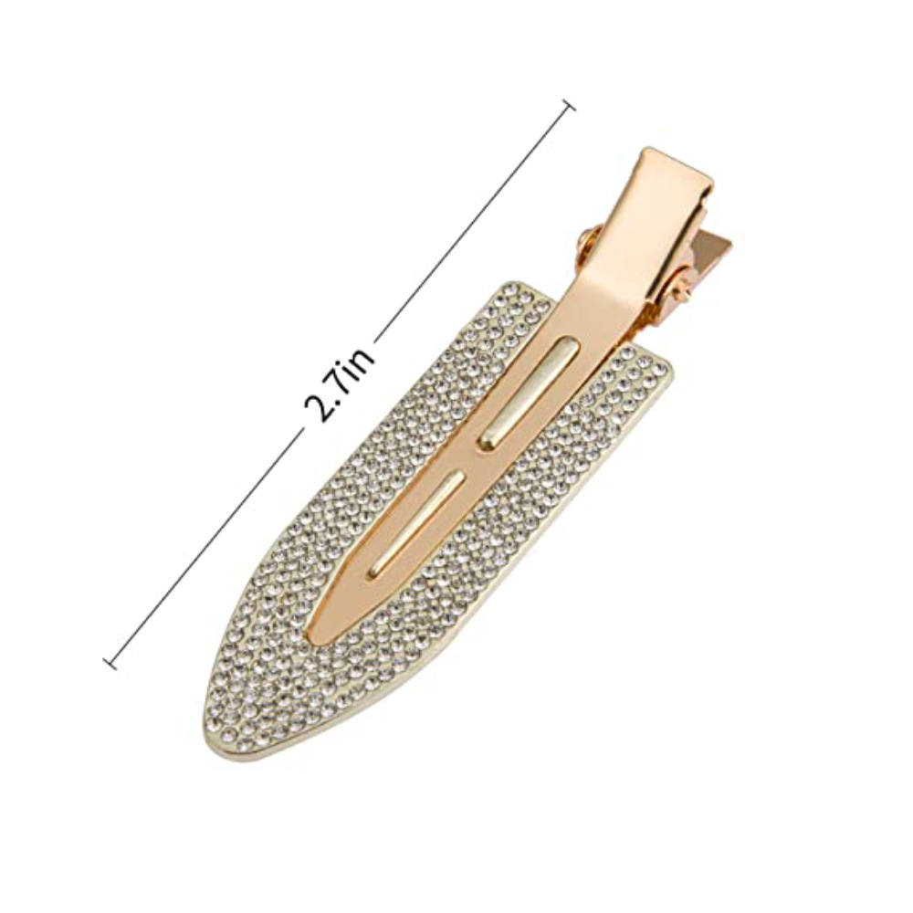 Metal Diamond Seamless Hairpin Female European and American Rhinestone Bangs Duckbill Clip Hairdressing Stylist Positioning Leaf Hairpin