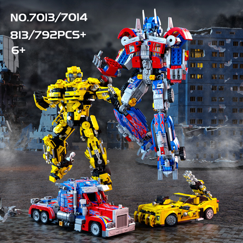 Happy LW7013-14 Hornet Car Optimus King Kong Deformed Robot King Kong Model Assembled Building Blocks Toy