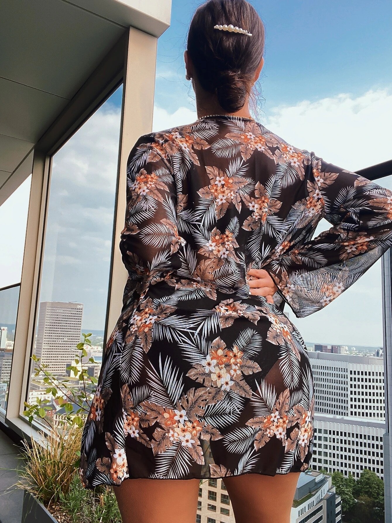 European and American Foreign Trade Swimsuit Women's Split Three-piece Set High Waist Long-sleeved ins Blouse Sunscreen Internet Popular Cross-border AliExpress Suit