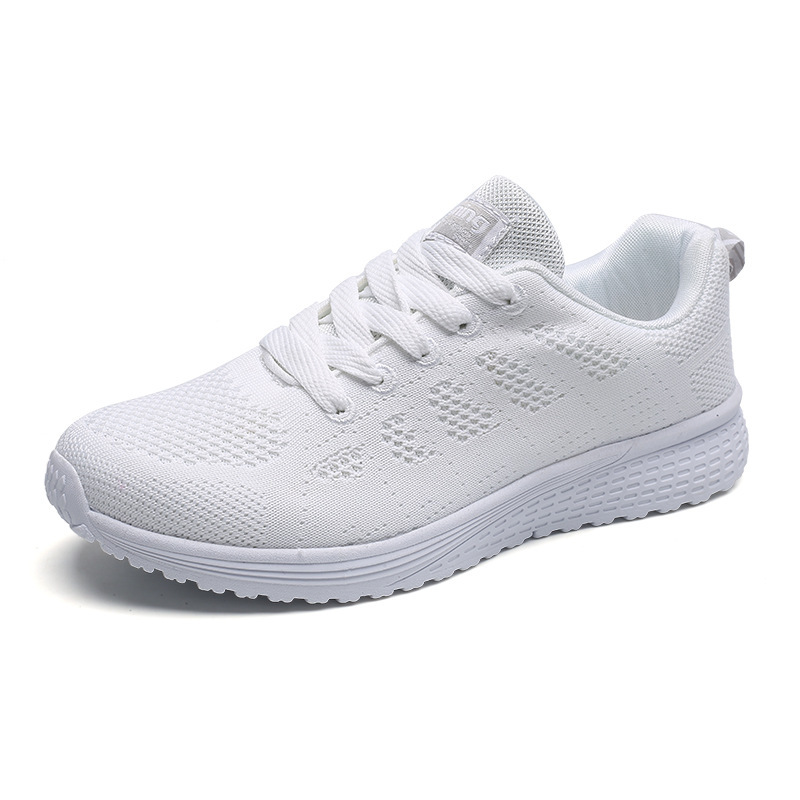 Spot Cross-border Hot Sale Large Size Women's Shoes Front Lace-up Fly-woven Sports Shoes Breathable Mesh Running Shoes for Women