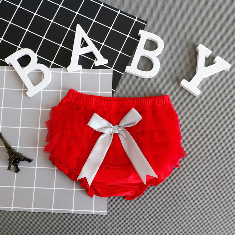 Bow mesh cute shorts infant Korean style children's clothing studio photography clothing boys and girls baby briefs