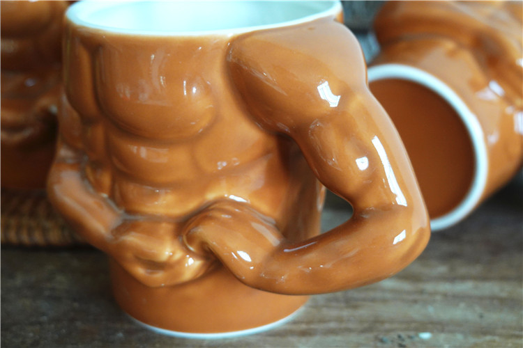 Men's Cup Muscle Cup Ceramic Mug Creative Personality Cup Coffee Cup Ceramic Cup Men's Large Capacity Cup_voghion.com
