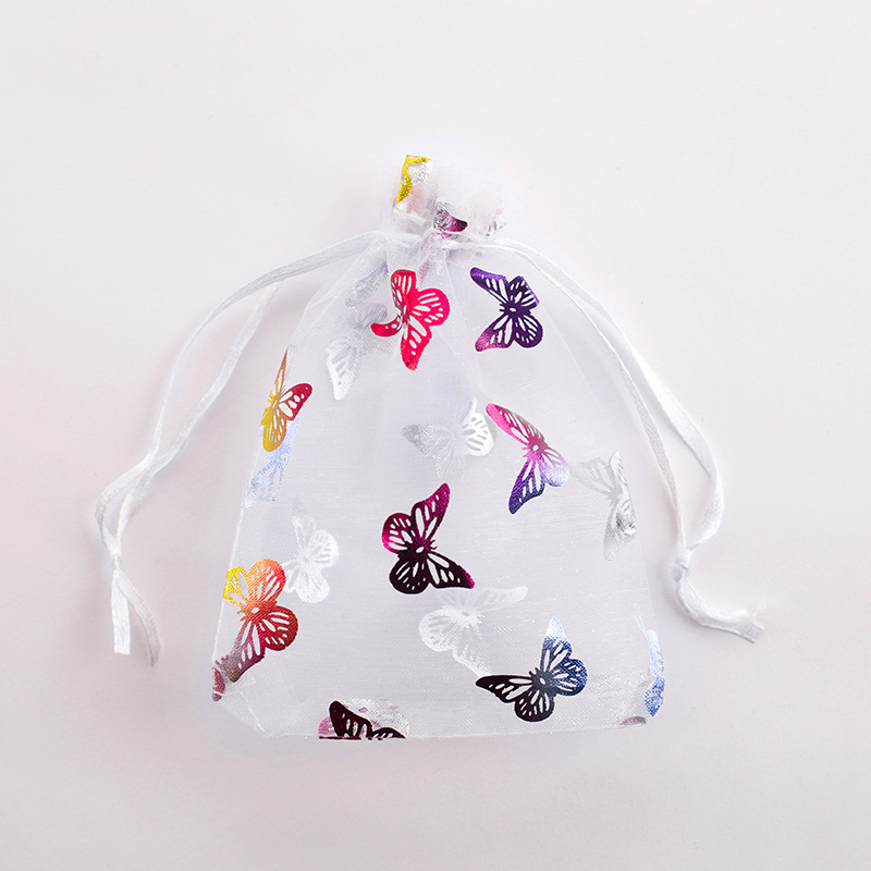 Factory wholesale Christmas gauze bag packaging drawstring mesh bag gilding jewelry cosmetics drawstring storage organza bag