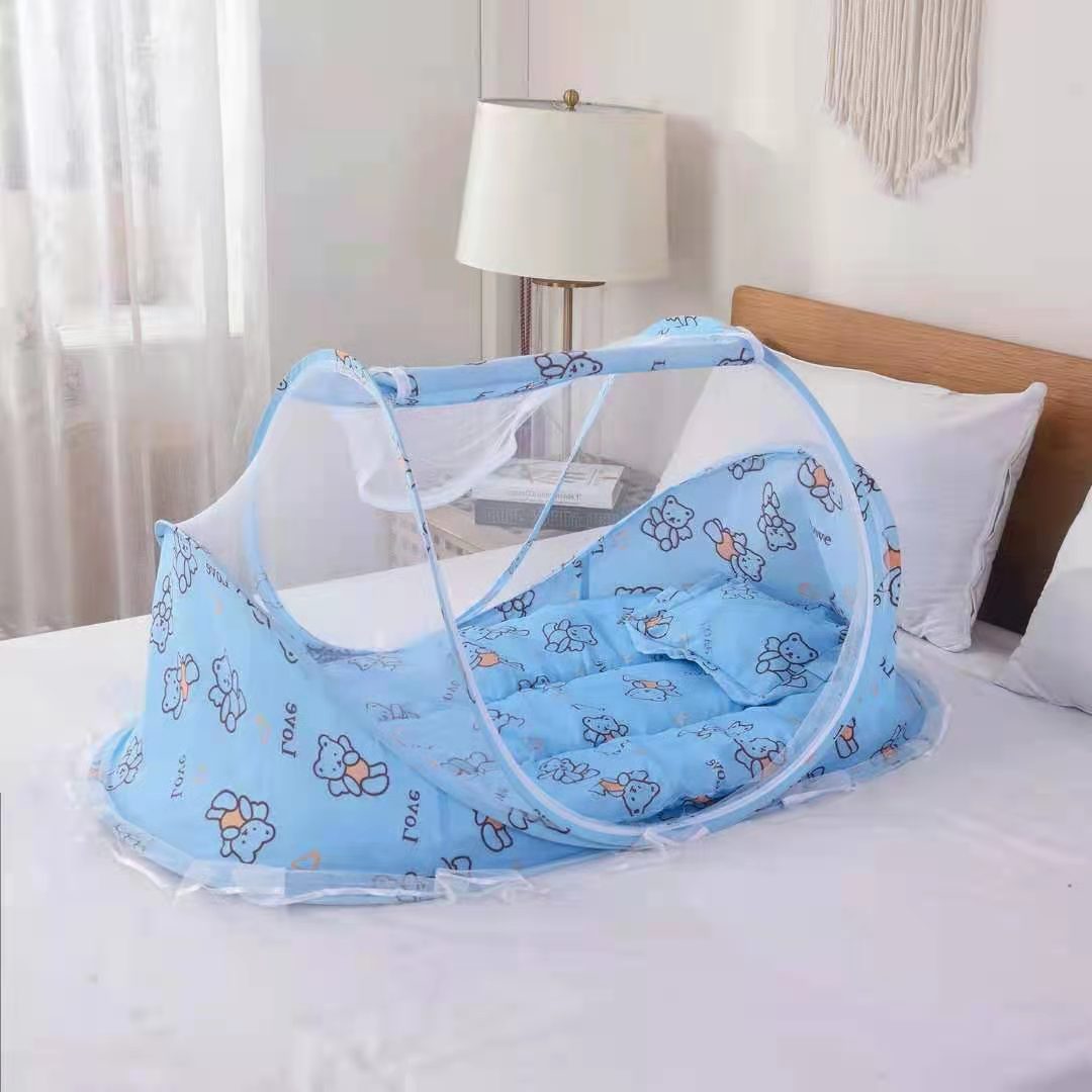 New Cartoon Sailing Baby Mosquito Net Big Bear Three-piece Set Foldable Yurt Baby Deer Mosquito Net