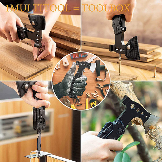 Factory spot outdoor survival multi-purpose axe camping mountaineering axe hammer portable folding multi-function pliers