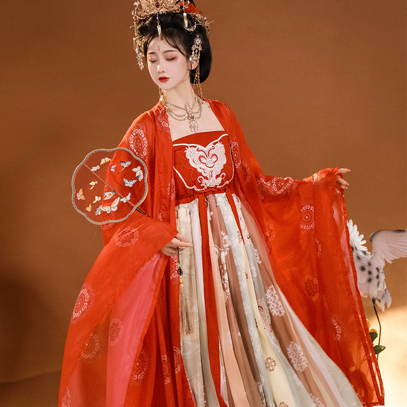 Tang original Hanfu women's restored Chinese-style embroidered Cheok skirt ancient costume fairy elegant spring, summer and autumn suit