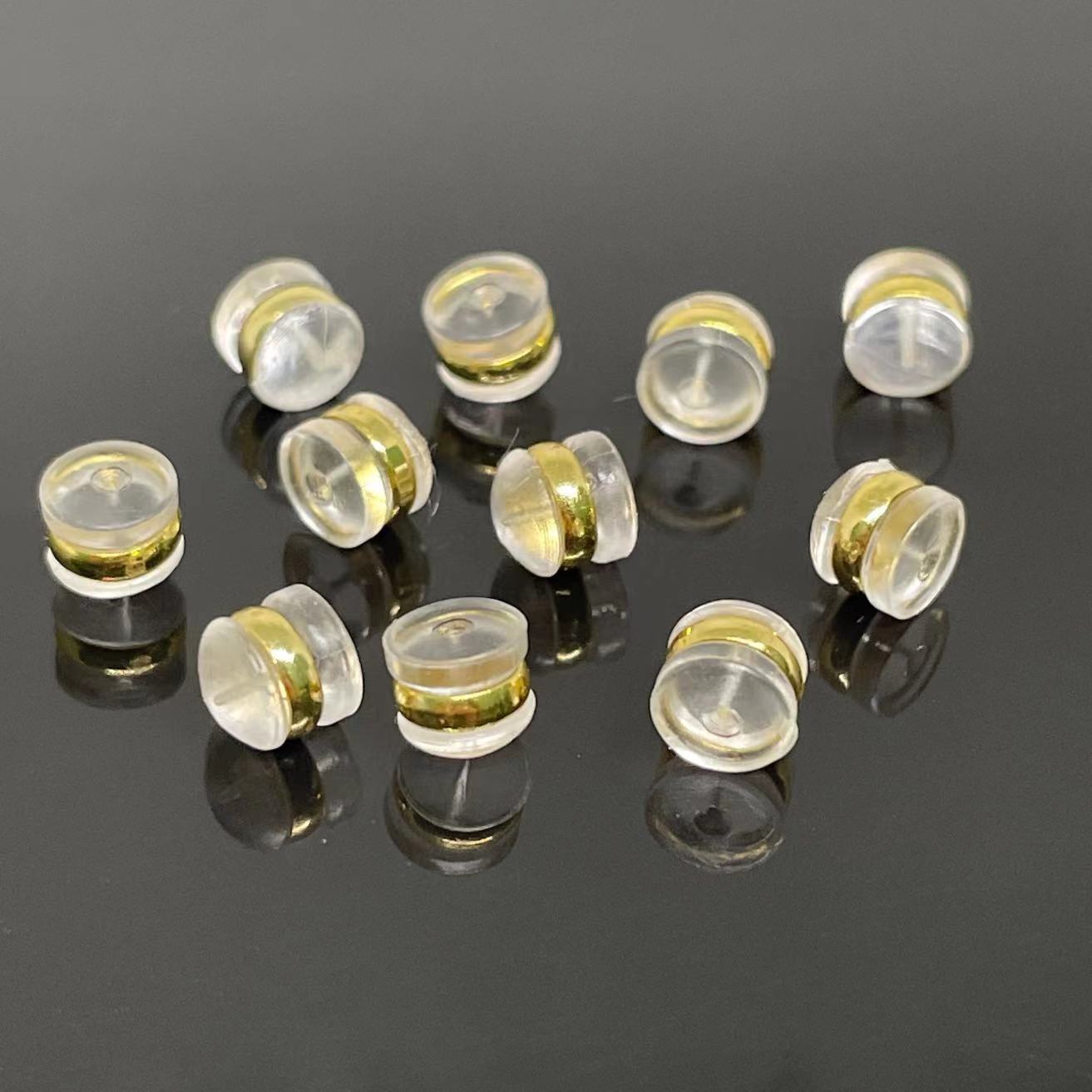 Copper golden edge hamburger ear plug diy earrings accessories transparent plastic anti-drop anti-allergy Korean style ear studs back plug wholesale