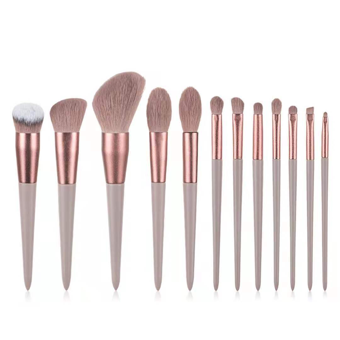 Net Red 13 milk tea color makeup brush set full set of powder brush eye shadow powder brush quick drying soft wool beginners