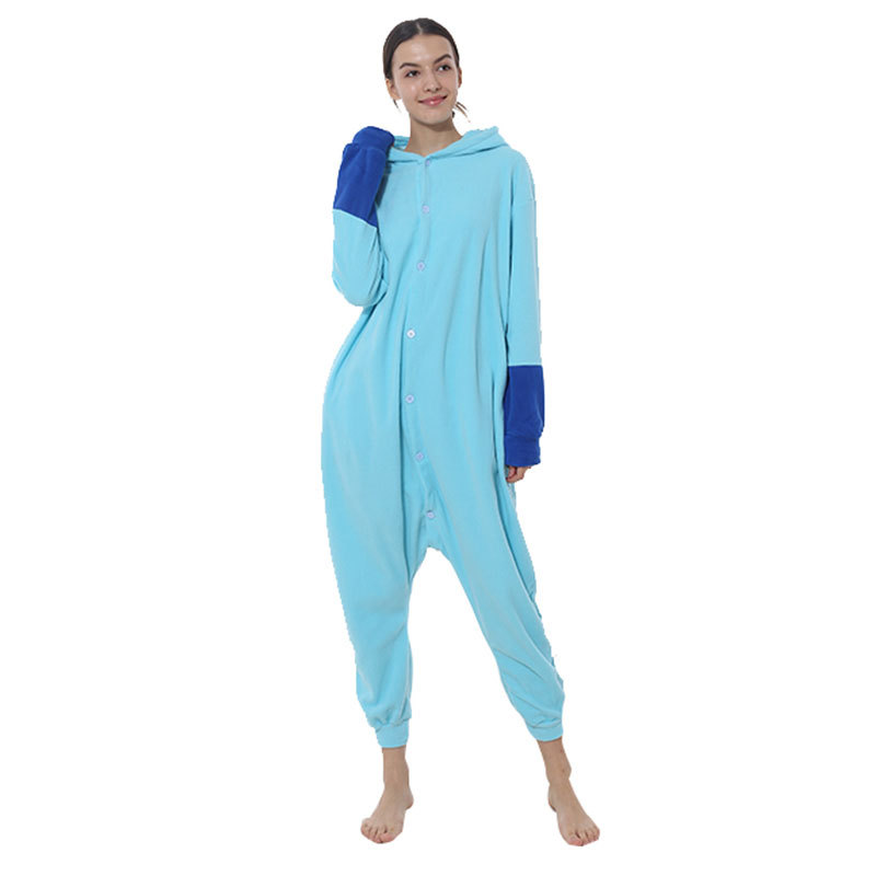 Factory wholesale Halloween cartoon one-piece pajamas polar fleece Ibe animal series couple's home clothes