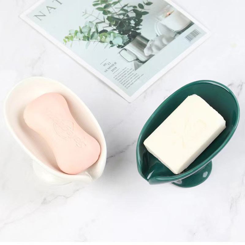 Creative cross-border new ceramic leaf soap box hotel bathroom toilet soap bracket soap leaf tray