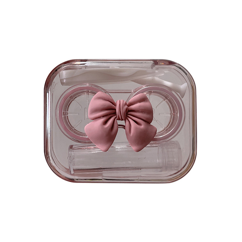 Contact lens box portable ins bowknot transparent pupil box female cute Japanese portable small companion box