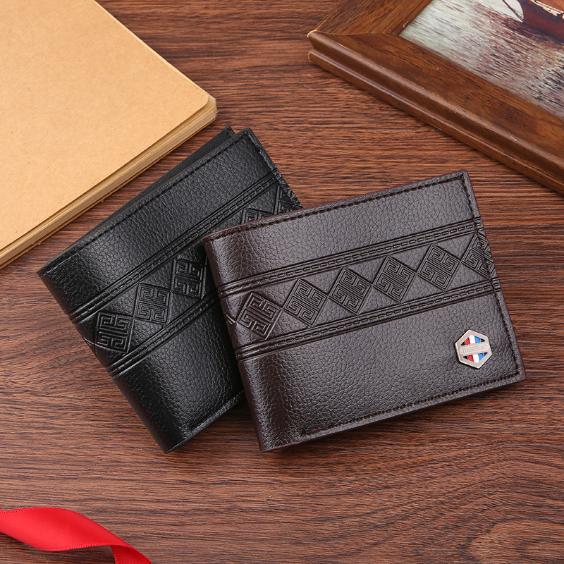 New Men's wallet short wallet men's youth fashion casual embossed multi-card position thin soft wallet coin purse