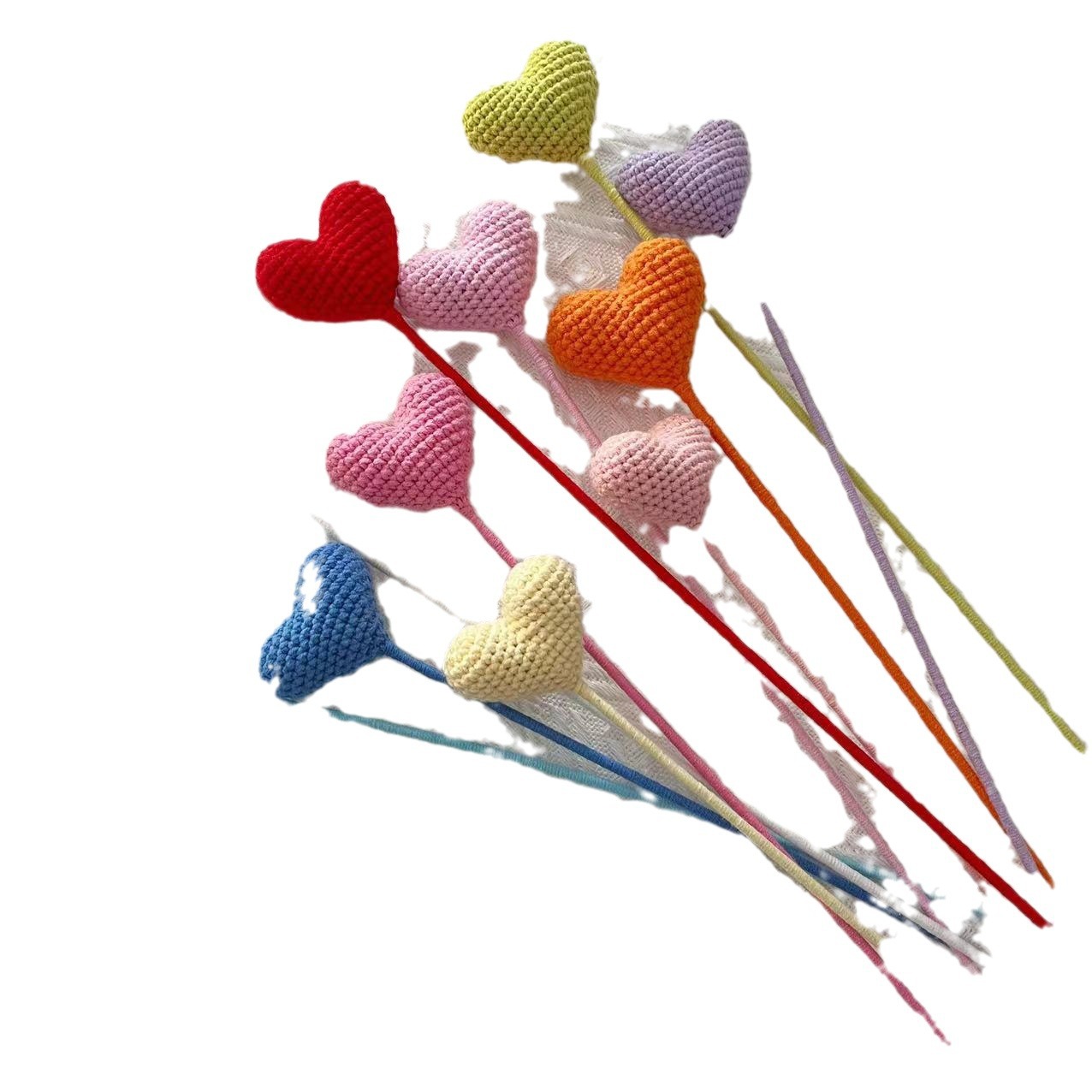 Finished handmade knitted flower love artificial flower woven wool artificial flower crochet eternal flower peach heart gift wholesale