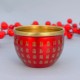 Painted-Chinese Red and Yellow Baifu Copper Cylinder