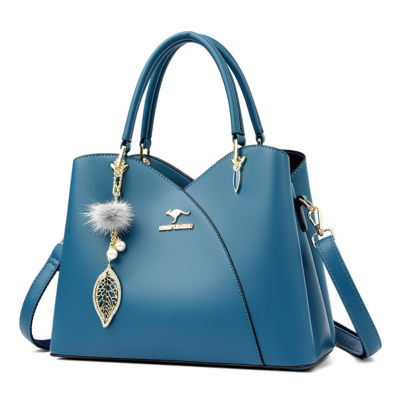 2023 Spring and Summer Women's Bag Stitching Geometric Middle-aged Mother's Handbag Simple All-match Large Capacity Women's Shoulder Bag