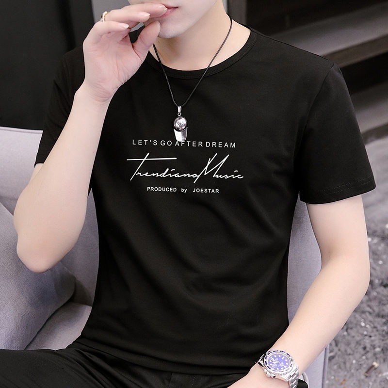 Round neck short sleeve T-shirt men's versatile casual clothes fashion slim half sleeve summer thin mature T-shirt