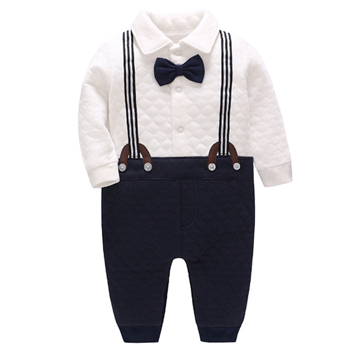 Children's clothing in stock baby jumpsuit spring and autumn baby boy Air cotton romper gentleman two-piece suit handsome boy suit