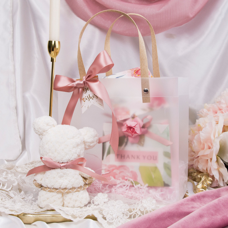 Wedding gift birthday gift bag transparent frosted portable bag candy fruit packaging gift bag wholesale confession