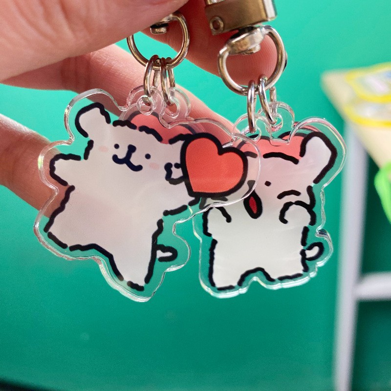 Marzisi dog puppy keychain pendant acrylic cartoon cute ins holiday schoolbag keychain ring