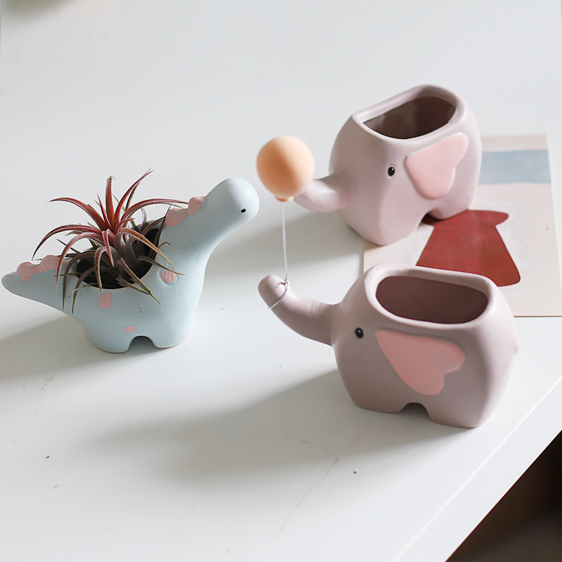 クリエイティブins風多肉セラミック植木鉢かわいい動物鉢サボテン多肉植物鉢テーブルベランダ装飾|undefined
