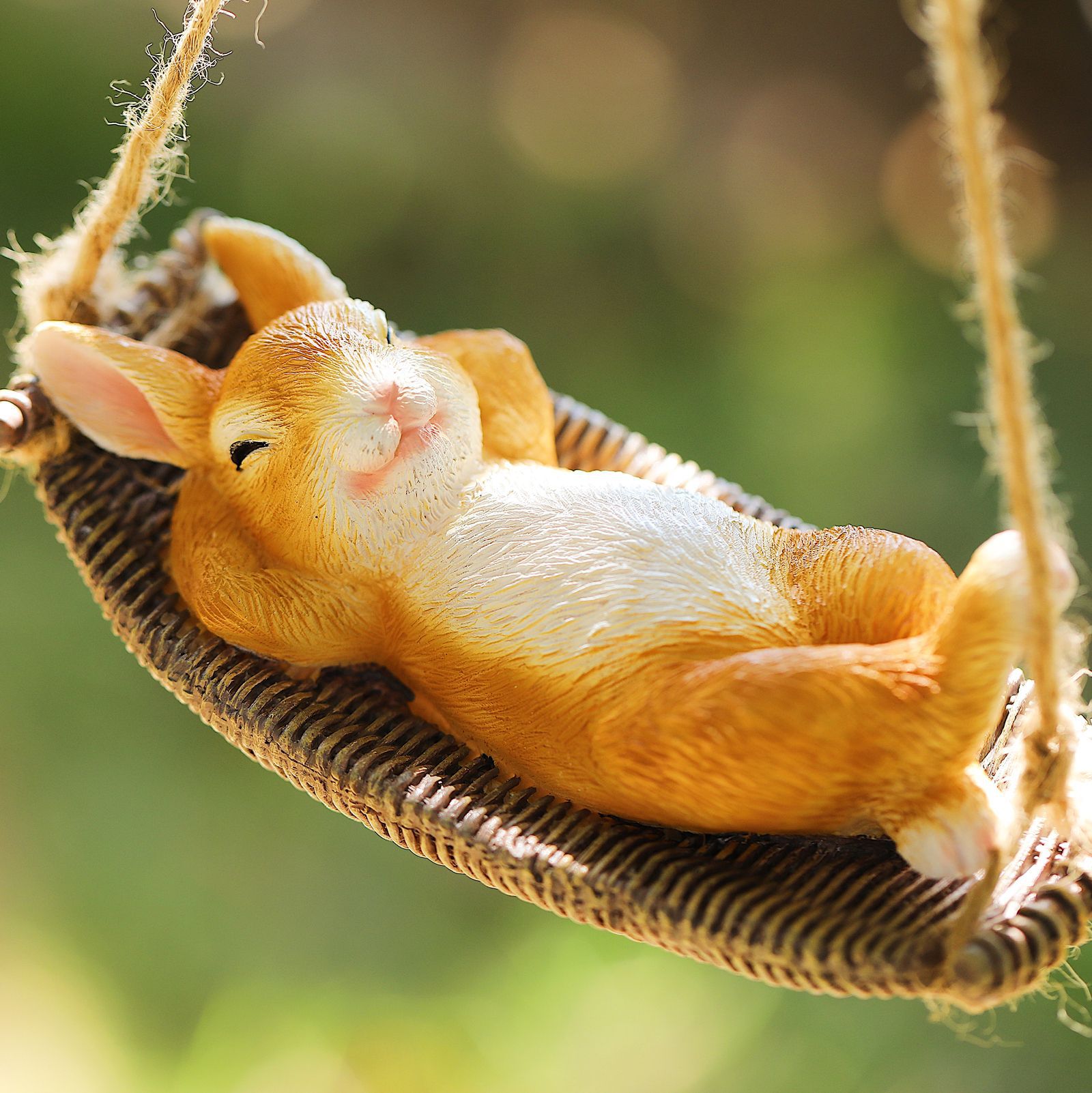 Cross Border Swing Sleeping Rabbit Pendant Cute Animal Garden Statue Outdoor Patio Decoration Easter Gift