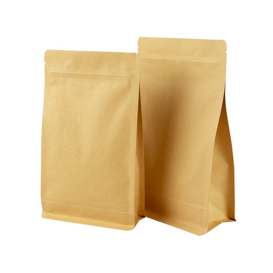 Kraft paper eight-side sealing bag organ self-standing self-sealing bag aluminized Kraft paper bag nut tea food packaging bag