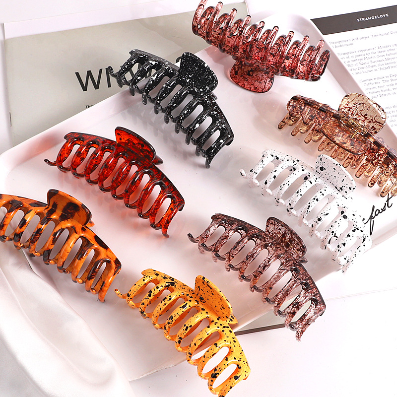 European and American fashion hair accessories splash ink keel clip horsetail hair claw back head disc hair top clip Amazon foreign trade hot sale