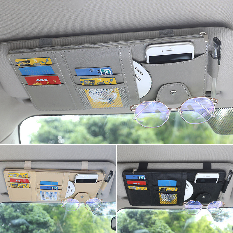 Car sun visor storage car glasses clip car ID card card multi-function storage bag car interior decoration