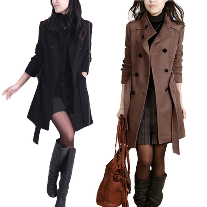 2019 autumn and winter new woolen coat plus size Korean slim fit long woolen coat trench coat