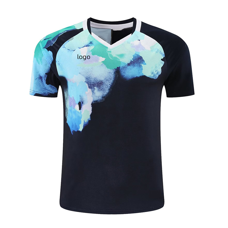 2023 New skew ~ printed plus size spring and summer T-shirt new men's and women's badminton clothes top printing
