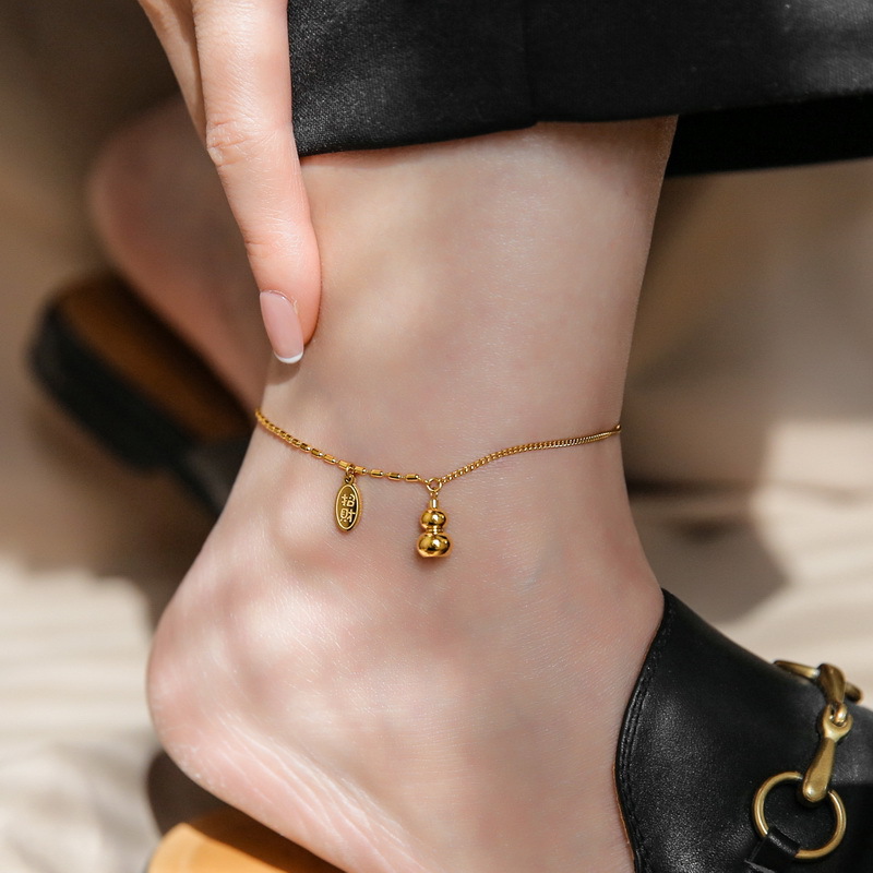 2022 new summer gourd anklet women's high-grade personality niche design light luxury simple fashion lucky foot decoration