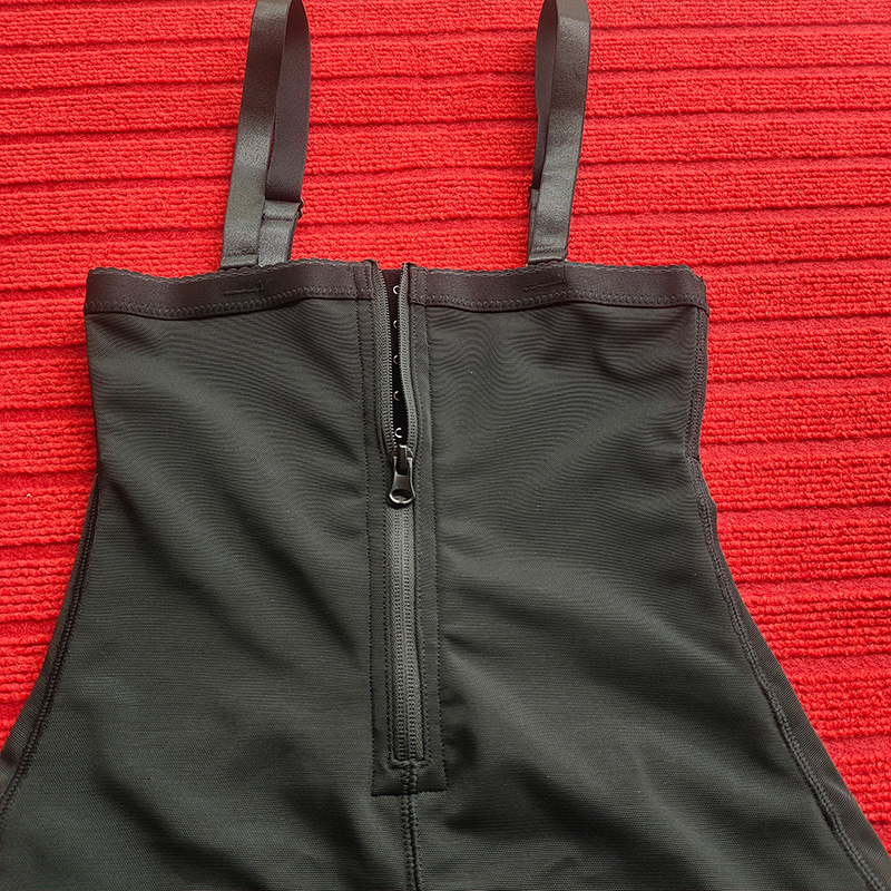Cross-border European and American Belly Tinting Body-shaping Body-shaping Jumpsuit Strap Hip-lifting Pants Crotch Zipper Large Size Waist-closing Pan_voghion.com