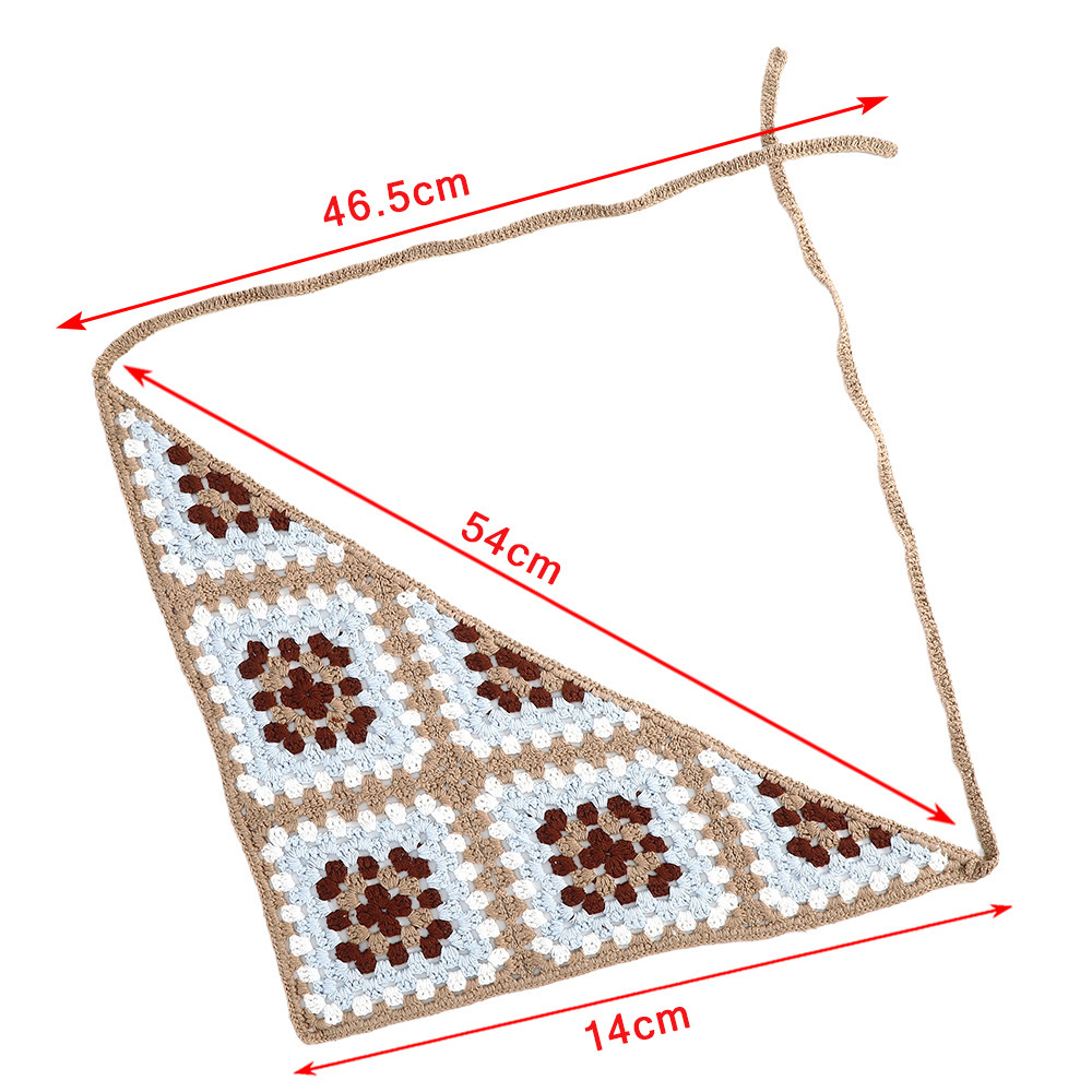 European and American Cross-border New Creative Fruit Triangle Scarf Taiji Crochet Woven Cotton Strawberry Strap Headscarf Headband Women