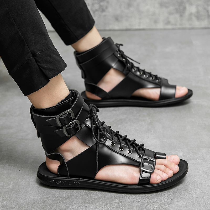 New Style Large Size Fashionable Summer Roman Style Strap Distinctive Foreign Trade Soft Bottom Leather Sandals for Men and Women