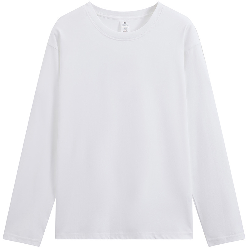 250g Autumn Cotton Backing Shirt Printing Loose Cotton Casual Top Round Neck Long Sleeve T-Shirt Custom Printed LOGO