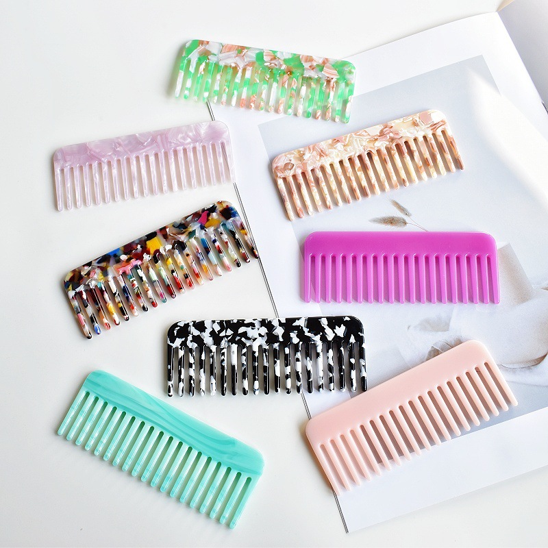 Europe and the United States popular hair comb Amazon cross-border hot acetic acid plate comb anti-static marble pattern color hair comb