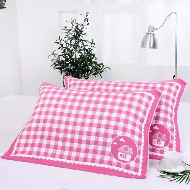 Three-layer gauze pure cotton pillow towel household cotton adult student increase thick pillow cover towel welfare products wholesale