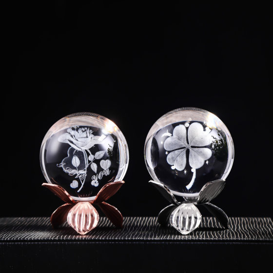 3D Transparent Crystal Ball Clouds Earth Star Ball Ornaments Crafts Gifts Office Laser Inner Carving Moon Ornaments