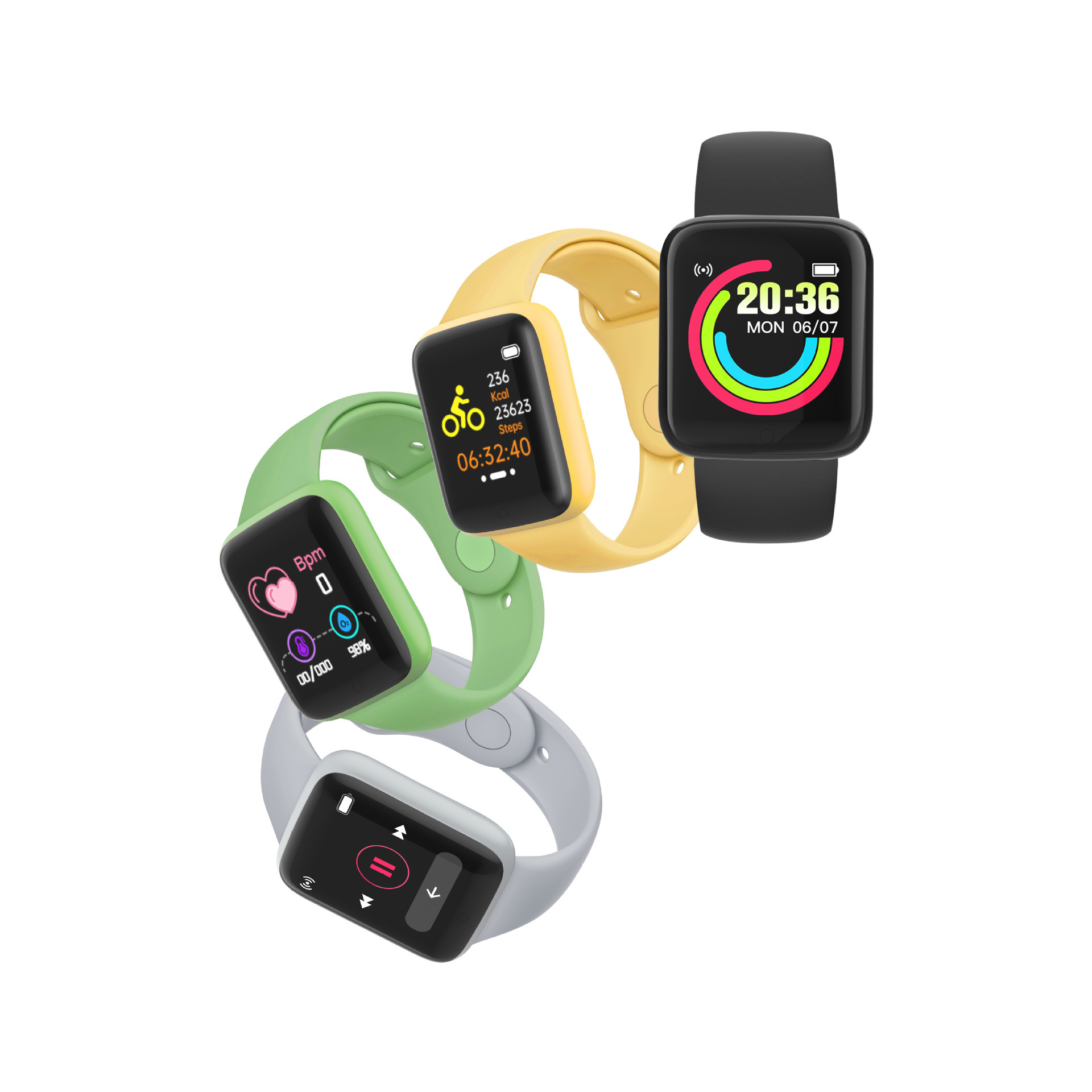 Y68 macaroon smart bracelet D20 macaroon cross-border new heart rate blood pressure multi-function Bluetooth watch