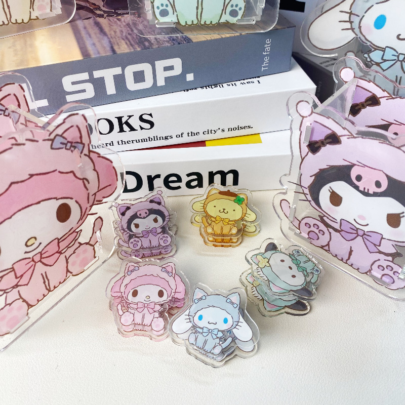 Creative Cute Cartoon Acrylic Sanrio Pen Container Transparent Multifunctional Storage Box Student Stationery Desktop Ornaments