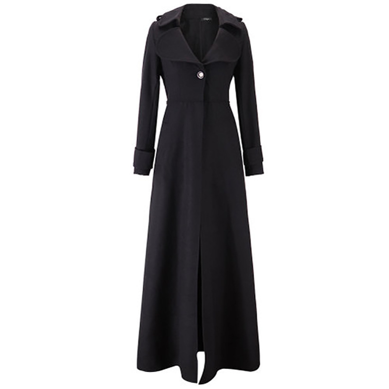 Jinhan 2024 Europäischer und amerikanischer Herbst- und Wintermantel mit einem Knopf für Damen aus Wollkaschmir, verlängerter Trenchcoat_voghion.com