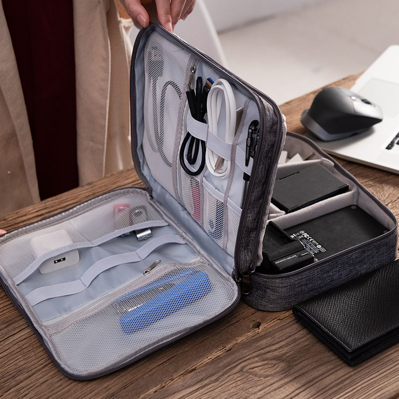 Cross-border new three-layer digital bag storage bag multi-function data cable bag mobile power headset storage bag manufacturer