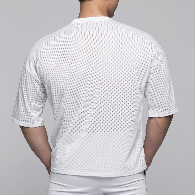 Cross-border Large Size Light Plate Men's Short-sleeved Mesh Cloth Breathable Comfortable T-shirt Sports Leisure GYM Training Hot New Style
