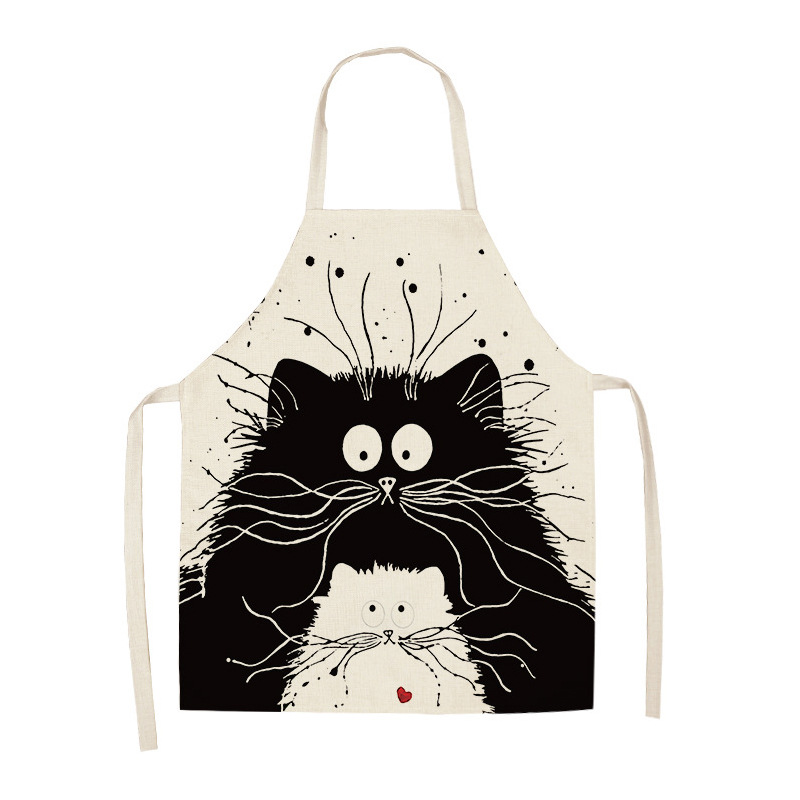 Creative Advertising Promotion Household Anti-fouling Waterproof Polyester Apron Making Foreign Trade Cute Cat Gift Sleeveless Apron