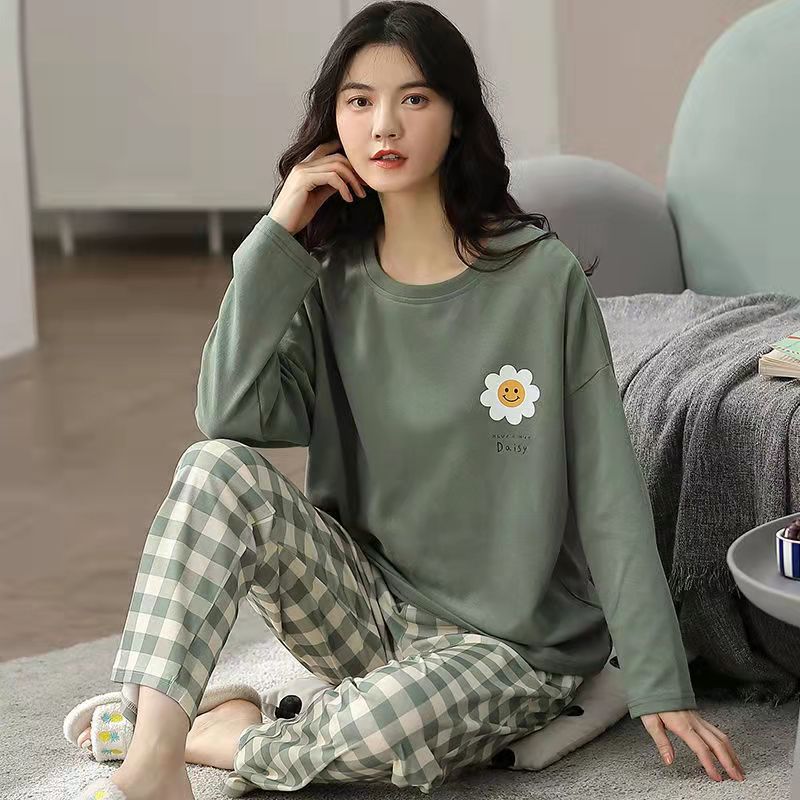 Pajamas Women's Spring and Autumn Imitation Cotton Middle-aged and Elderly Mother's Autumn Clothes Plus Size Printed Autumn and Winter Summer Home Suit